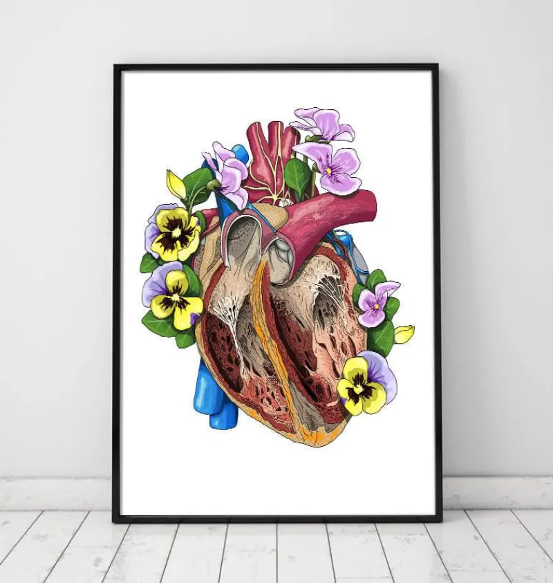 Codex Anatomicus Heart Anatomy^Heart with flowers II