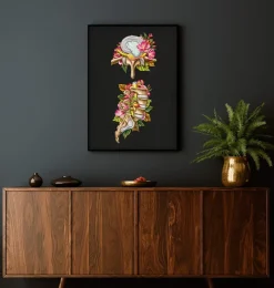 Codex Anatomicus Skull & Skeleton^Herniated disc - Floral - Black