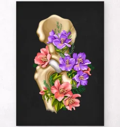 Codex Anatomicus Skull & Skeleton^Hip joint anatomy - Floral - Black
