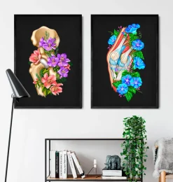Codex Anatomicus Skull & Skeleton^Hip joint anatomy - Floral - Black