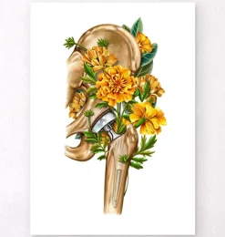 Codex Anatomicus Skull & Skeleton^Hip replacement - Floral - White