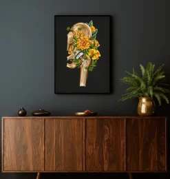 Codex Anatomicus Skull & Skeleton^Hip replacement - Floral - Black