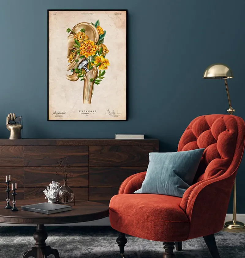 Codex Anatomicus Skull & Skeleton^Hip replacement - Floral - Vintage