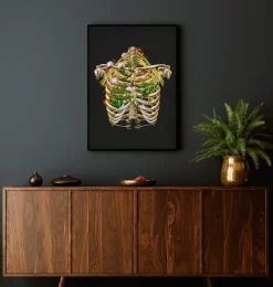 Codex Anatomicus Skull & Skeleton^Intercostal nerves - Floral - Black