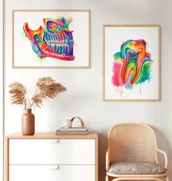 Codex Anatomicus Dental Anatomy^Jaw dental anatomy art - Watercolor splash