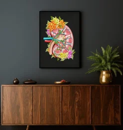 Codex Anatomicus Kidney & Liver^Kidney anatomy II - Floral - Black