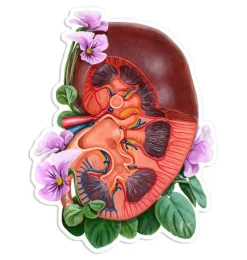 Codex Anatomicus Stickers^Kidney anatomy sticker - Floral