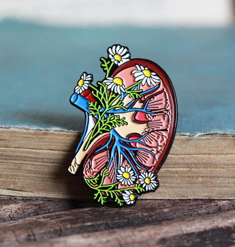 Codex Anatomicus Enamel Pins^Kidney with flowers - Enamel pin