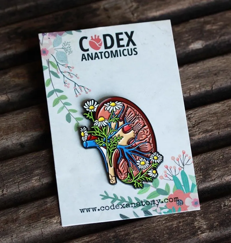 Codex Anatomicus Enamel Pins^Kidney with flowers - Enamel pin