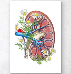 Codex Anatomicus Kidney & Liver^Kidney with flowers - White