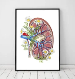 Codex Anatomicus Kidney & Liver^Kidney with flowers - White