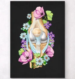 Codex Anatomicus Skull & Skeleton^Knee anatomy - Floral - Black