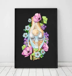 Codex Anatomicus Skull & Skeleton^Knee anatomy - Floral - Black