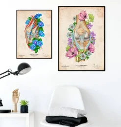 Codex Anatomicus Skull & Skeleton^Knee anatomy II - Floral - Vintage