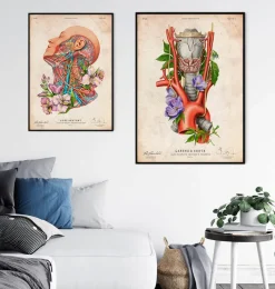 Codex Anatomicus Various Organs^Larynx, Thyroid and Aorta - Floral - Vintage