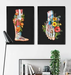 Codex Anatomicus Hands & Legs^Leg anatomy - Floral - Black