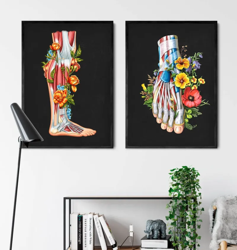 Codex Anatomicus Hands & Legs^Leg anatomy - Floral - Black