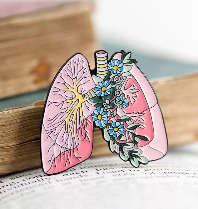 Codex Anatomicus Enamel Pins^Lungs with flowers - Enamel pin