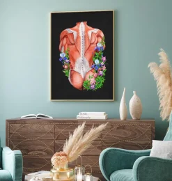 Codex Anatomicus Full Body Anatomy^Male back muscles - Floral - Black