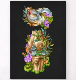 Codex Anatomicus Skull & Skeleton^Meniscus tear anatomy - Floral - Black