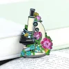 Codex Anatomicus Enamel Pins^Microscope with flowers - Enamel pin