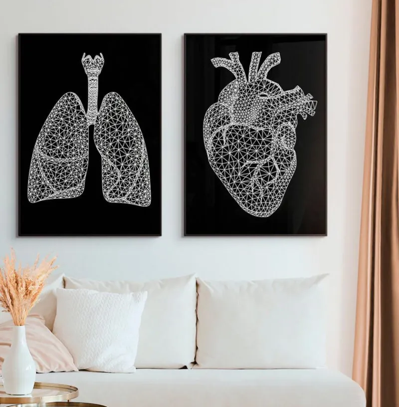 Codex Anatomicus Lungs Anatomy^Minimal geometric lungs - Black
