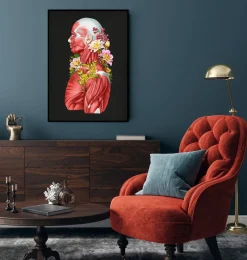 Codex Anatomicus Full Body Anatomy^Muscles side view - Floral - Black