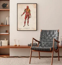 Codex Anatomicus Full Body Anatomy^Muscular system, front - Floral - Vintage