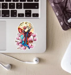 Codex Anatomicus Stickers^Neck veins & arteries sticker - Floral