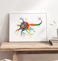Codex Anatomicus Brain Anatomy^Neuron structure art - Watercolor splash