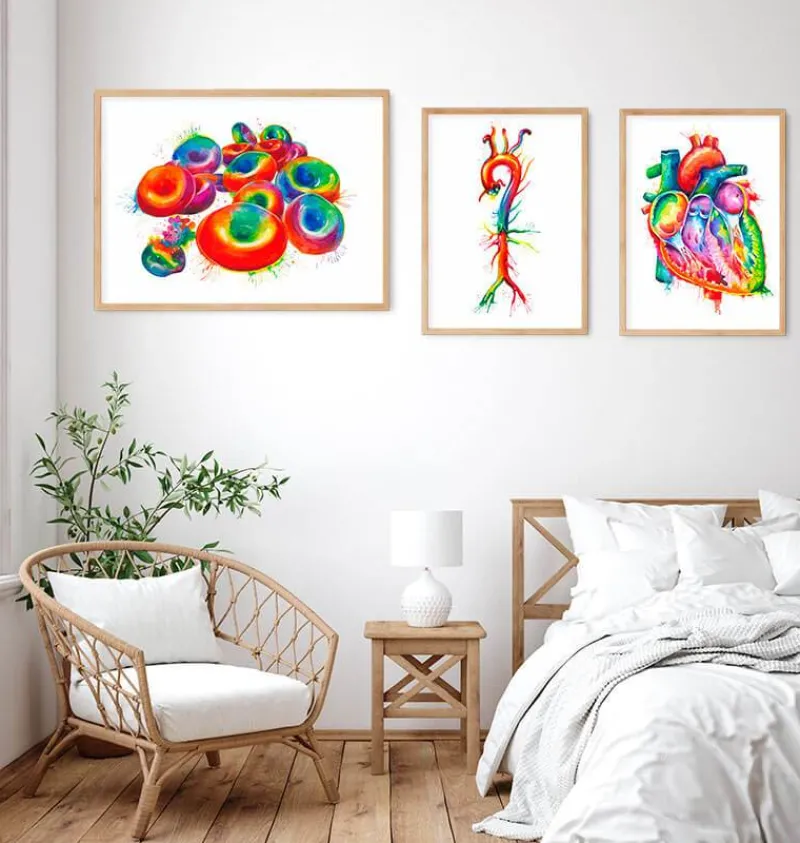 Codex Anatomicus Various Organs^Red blood cells - Watercolor splash
