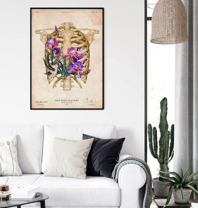 Codex Anatomicus Skull & Skeleton^Rib cage anatomy - Floral - Vintage