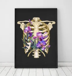 Codex Anatomicus Skull & Skeleton^Rib cage anatomy - Floral - Black