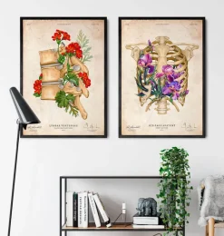 Codex Anatomicus Skull & Skeleton^Rib cage anatomy - Floral - Vintage