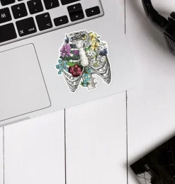 Codex Anatomicus Stickers^Rib cage anatomy sticker III - Floral
