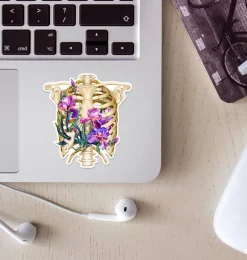 Codex Anatomicus Stickers^Rib cage anatomy sticker - Floral