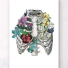 Codex Anatomicus Skull & Skeleton^Rib cage with flowers