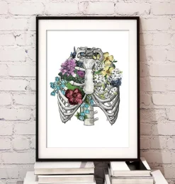 Codex Anatomicus Skull & Skeleton^Rib cage with flowers