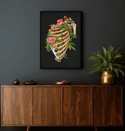 Codex Anatomicus Skull & Skeleton^Rib fracture - Floral - Black