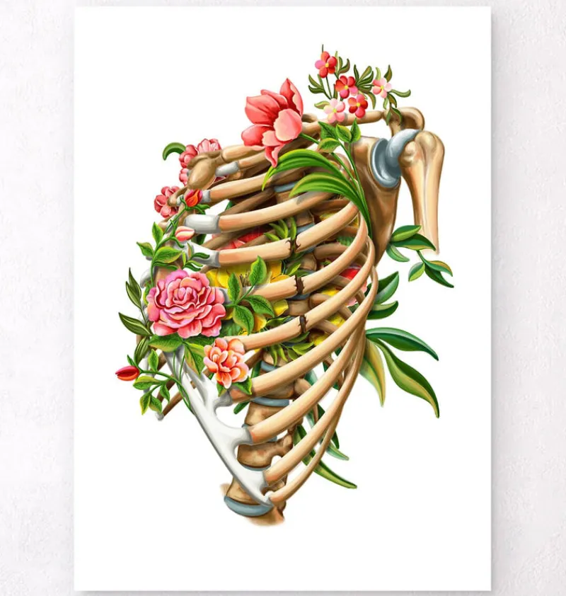 Codex Anatomicus Skull & Skeleton^Rib fracture - Floral - White