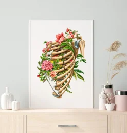 Codex Anatomicus Skull & Skeleton^Rib fracture - Floral - White