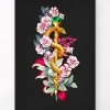 Codex Anatomicus Heart Anatomy^Rod of Asclepius - Floral - Black