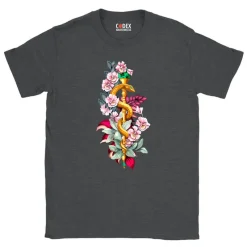 Codex Anatomicus T-shirts^Rod of Asclepius T-Shirt - Floral