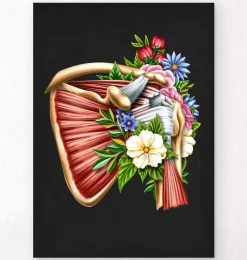 Codex Anatomicus Skull & Skeleton^Rotator cuff tear - Floral - Black