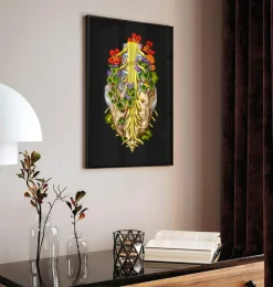 Codex Anatomicus Skull & Skeleton^Sacral nerves - Floral - Black