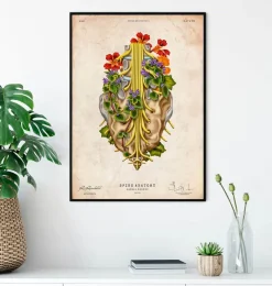Codex Anatomicus Skull & Skeleton^Sacral nerves - Floral - Vintage