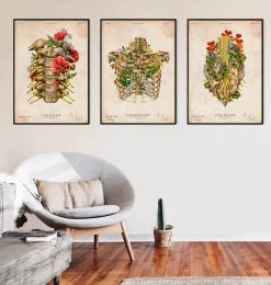 Codex Anatomicus Skull & Skeleton^Sacral nerves - Floral - Vintage