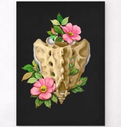 Codex Anatomicus Skull & Skeleton^Sacrum and Coccyx - Floral - Black