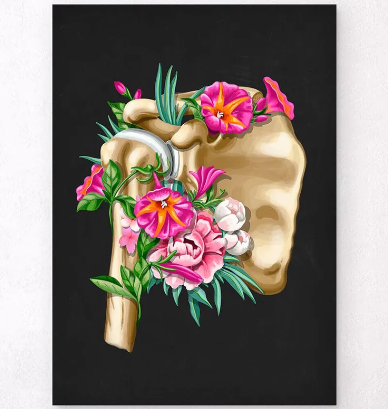 Codex Anatomicus Skull & Skeleton^Shoulder anatomy - Floral - Black