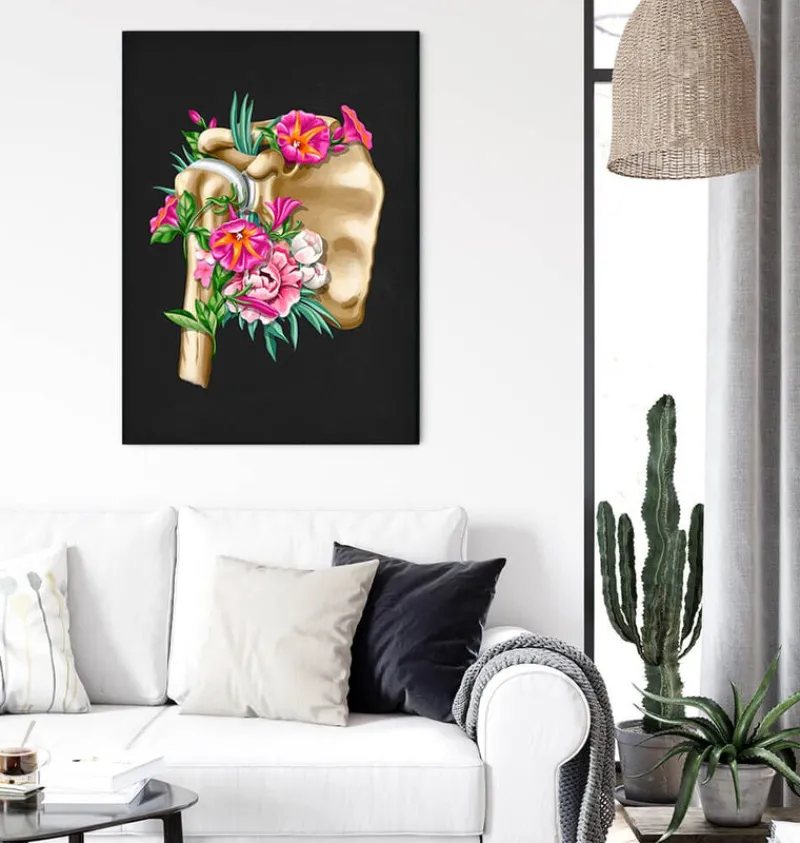 Codex Anatomicus Skull & Skeleton^Shoulder anatomy - Floral - Black